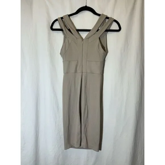 AX Armani Exchange Mini Bandage Dress Women's Medium Tan Stretch Bodycon XS AA18 - Picture 4 of 4